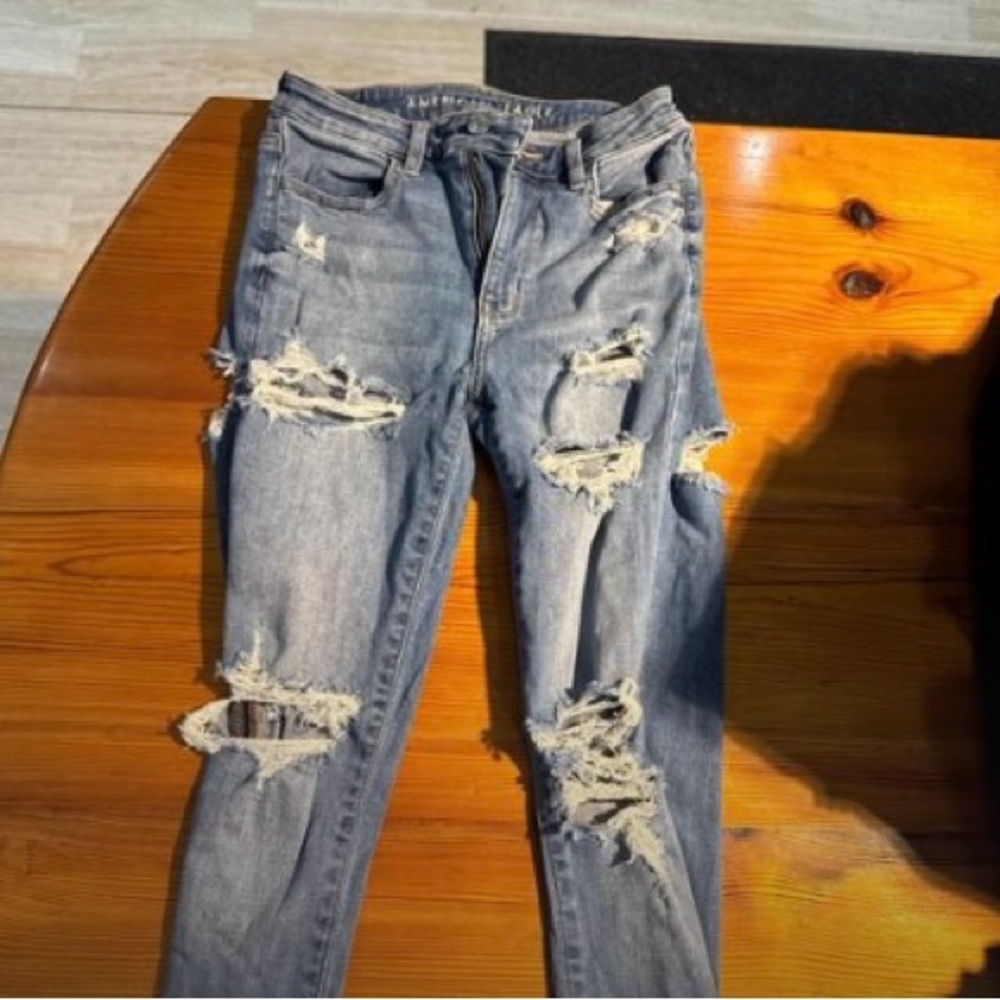 Distressed Blue Jeans